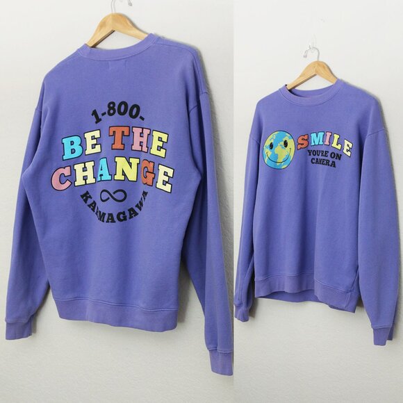Karmagawa Smile you're on Camera 1-800 BE THE CHANGE Pullover Crewneck M $130 - Picture 1 of 16